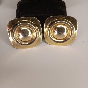 Large Earrings Clip On 1980s FLAWED- Heavy wear and tarnishing